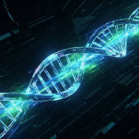 Futuristic DNA Strand Digital Art — No. 599 — Digital Wall Art