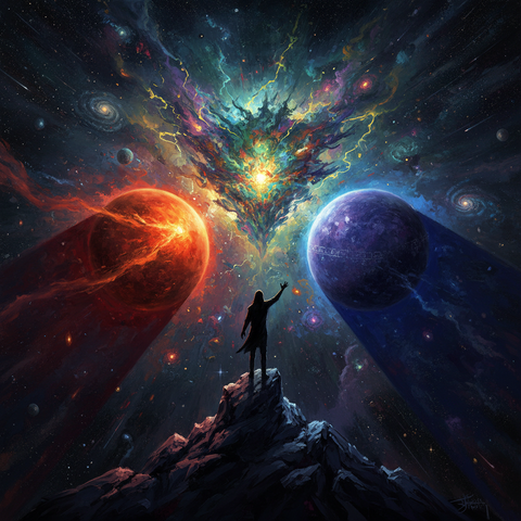 Cosmic Silhouette and Planets Digital Wall Art — No. 604 — Digital Wall Art