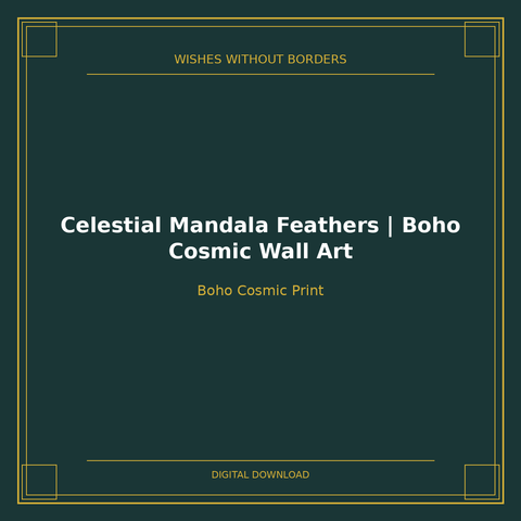 Celestial Mandala Feathers | Boho Cosmic Wall Art