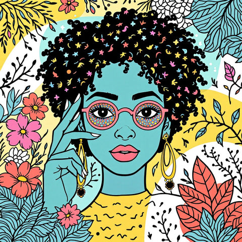 Boho Vibrant Floral Woman Portrait