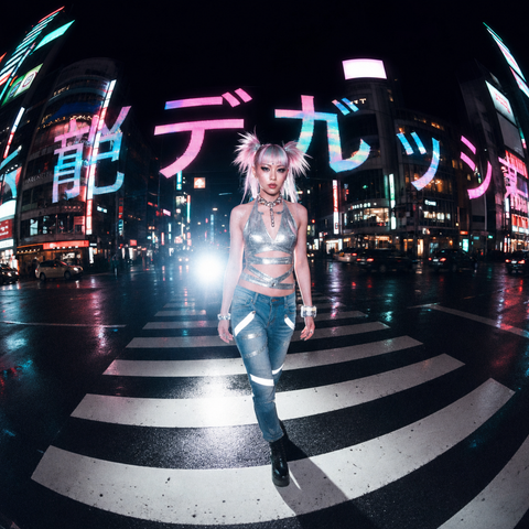 Neon Crosswalk Futuristic Urban Art Card