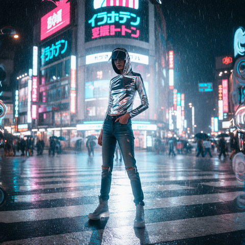 Neon Rain City Fashion Urban Card
