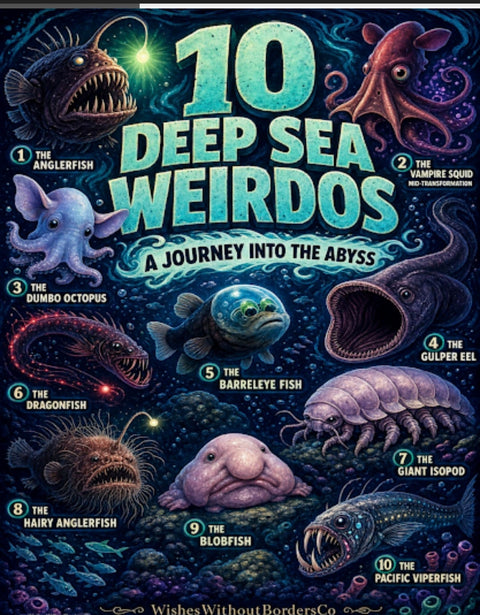 10 Deep Sea Weirdos: A Journey Into the Abyss | Educational Poster Set for Kids