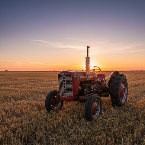 Harvest Combine at Dusk
