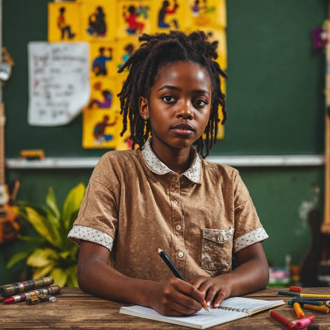 Young African American Child in Classroom — No. 085 — Digital Wall Art