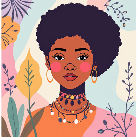 Boho Afro Natural Beauty Portrait Print