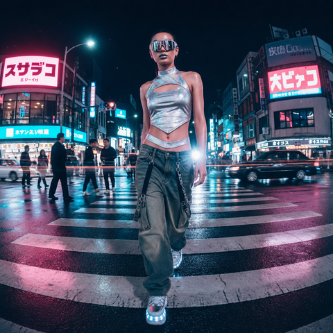 Tokyo Neon Street Cyber Fashion Card