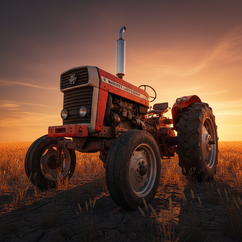 Orange Tractor in Evening Light