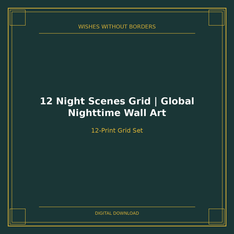 12 Night Scenes Grid | Global Nighttime Wall Art
