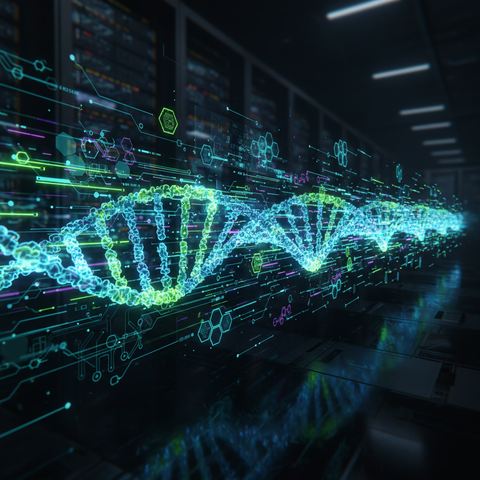 Stunning Neon DNA Helix Art — No. 601 — Digital Wall Art