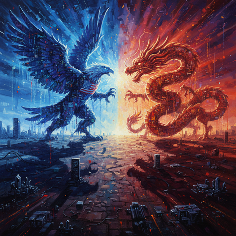 Eagle vs Dragon Wall Art — No. 605 — Digital Wall Art