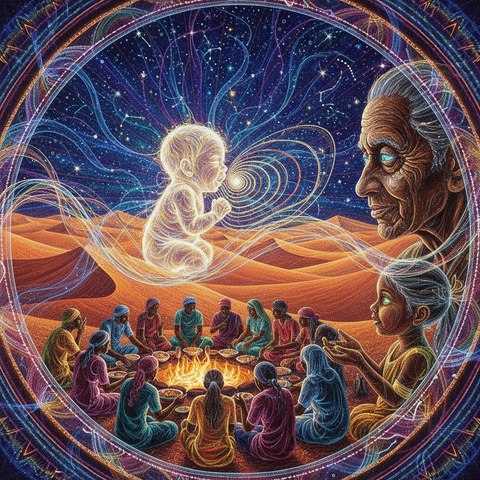 Mystical Desert Gathering Art Print — No. 610 — Digital Wall Art