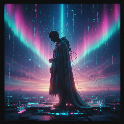 Neon City Sentinel Digital Wall Art — No. 611 — Digital Wall Art
