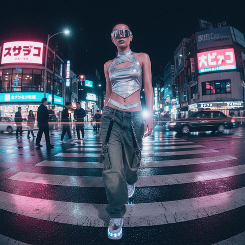 Beautiful Neon City Girls Print — No. 583 — Digital Wall Art
