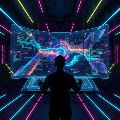 Neon Futuristic Interface Wall Art — No. 613 — Digital Wall Art