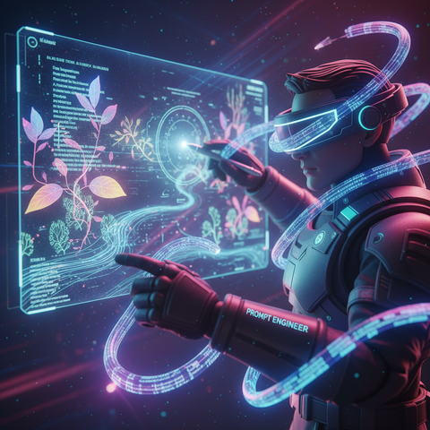 Futuristic VR Botanist Interaction — No. 615 — Digital Wall Art