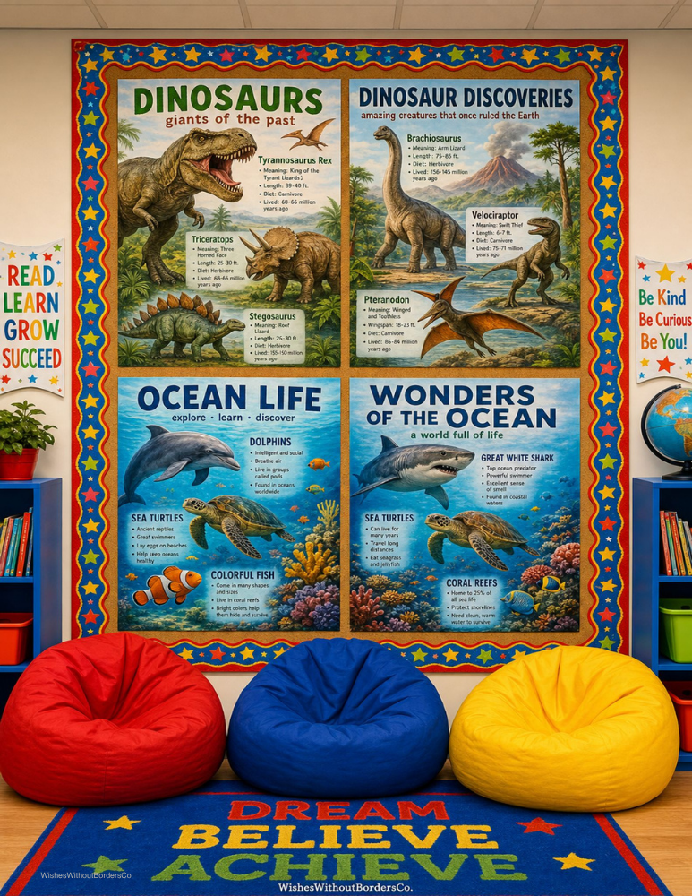 10 Dinosaurs Discovered by Kids — Premium Classroom Poster Set