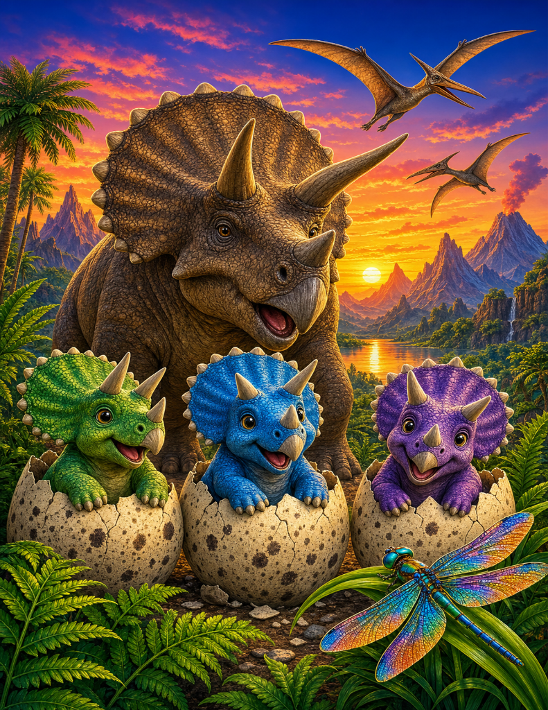 Roaring Seasons Dino Triceratops Posters | 4 Holiday Designs + 1 Year Round