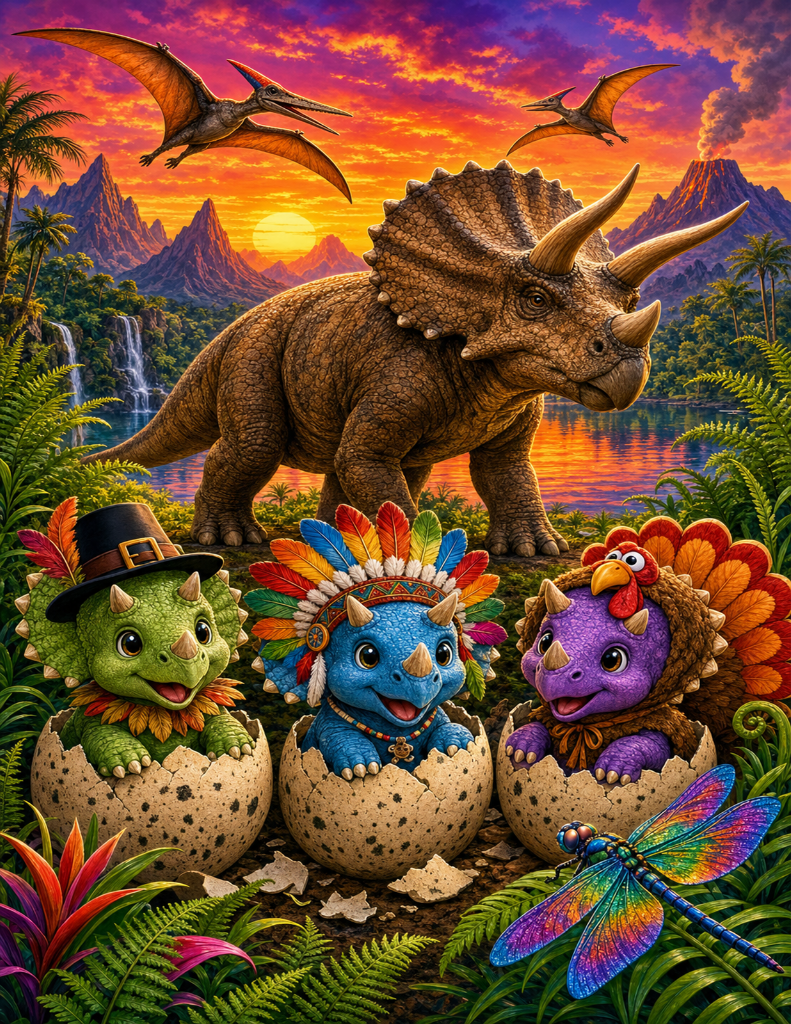 Roaring Seasons Dino Triceratops Posters | 4 Holiday Designs + 1 Year Round