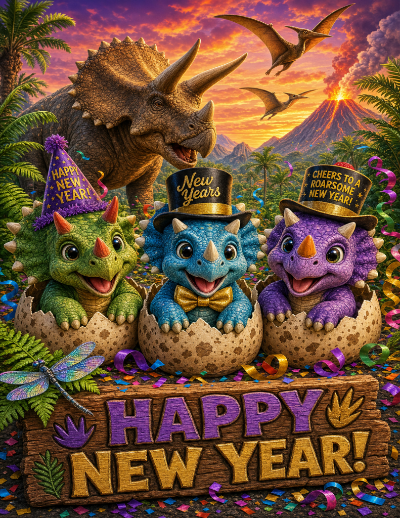 Roaring Seasons Dino Triceratops Posters | 4 Holiday Designs + 1 Year Round