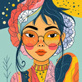 Boho Dreamy Floral Woman Wall Art
