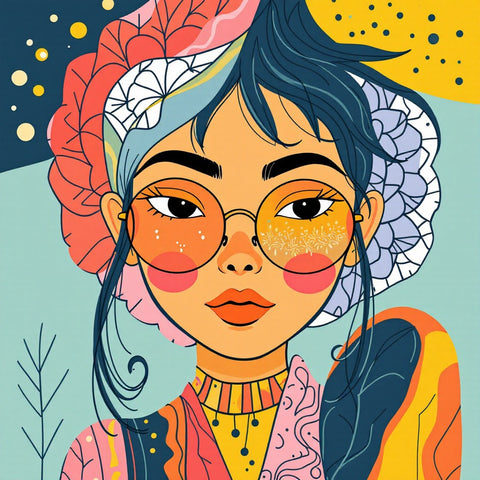 Boho Dreamy Floral Woman Wall Art