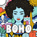 Bohemian Colorful Afro Floral Portrait