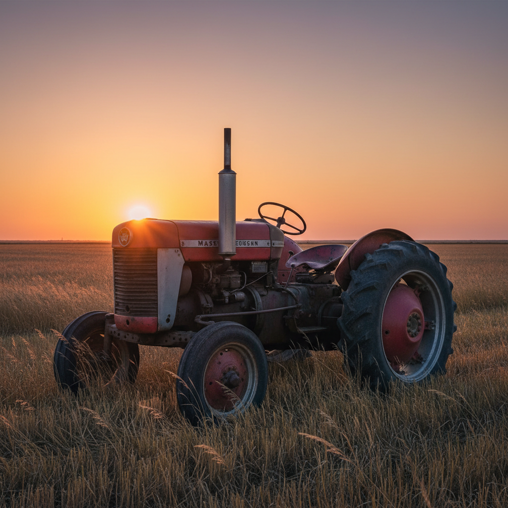 Vintage Tractor in Golden Wheat