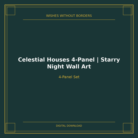 Celestial Houses 4-Panel | Starry Night Wall Art