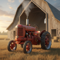 Red Tractor by the Old Barn