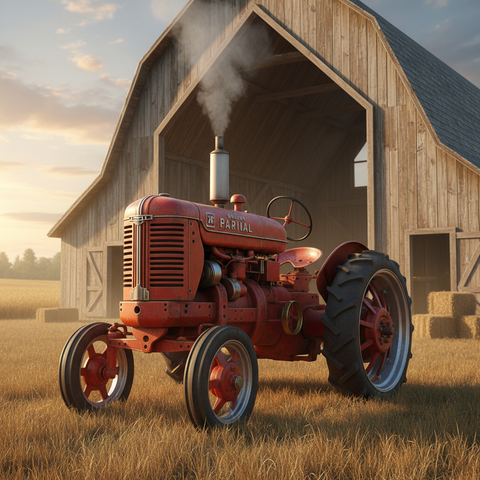 Red Tractor by the Old Barn