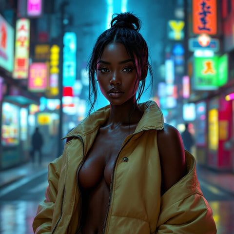 Beautiful Neon City Girls Print — No. 623 — Digital Wall Art