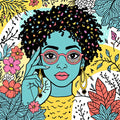 Boho Vibrant Floral Woman Portrait