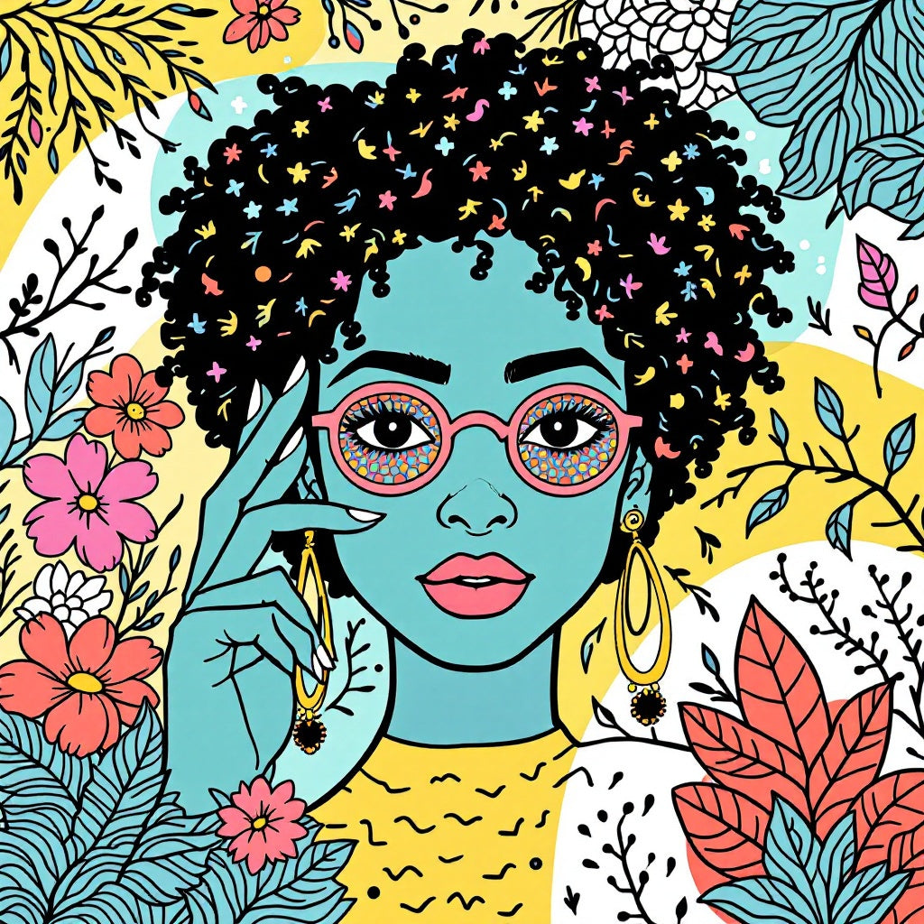 Boho Vibrant Floral Woman Portrait