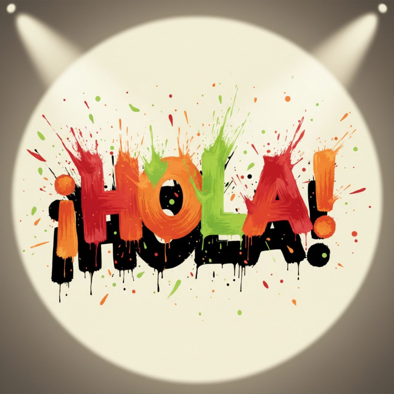 ¡Hola! Classroom Poster - vibrant paint splash design in spotlight