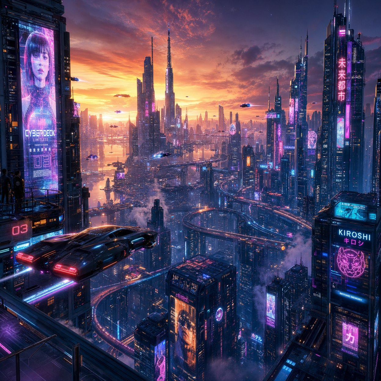 Neon City Girls Art Print — No. 626 — Digital Wall Art