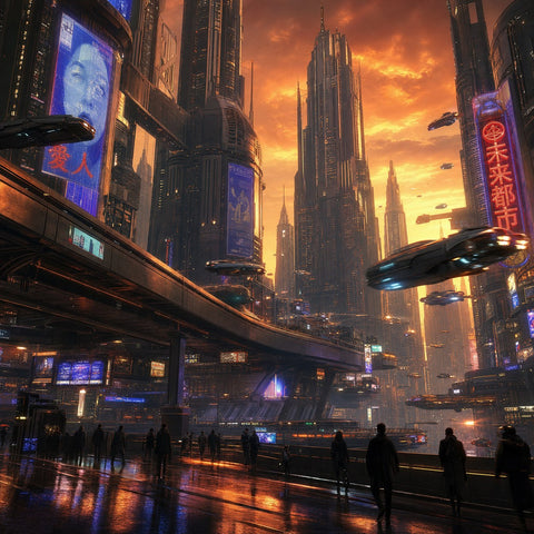 Neon Futuristic City Digital Wall Art — No. 627 — Digital Wall Art