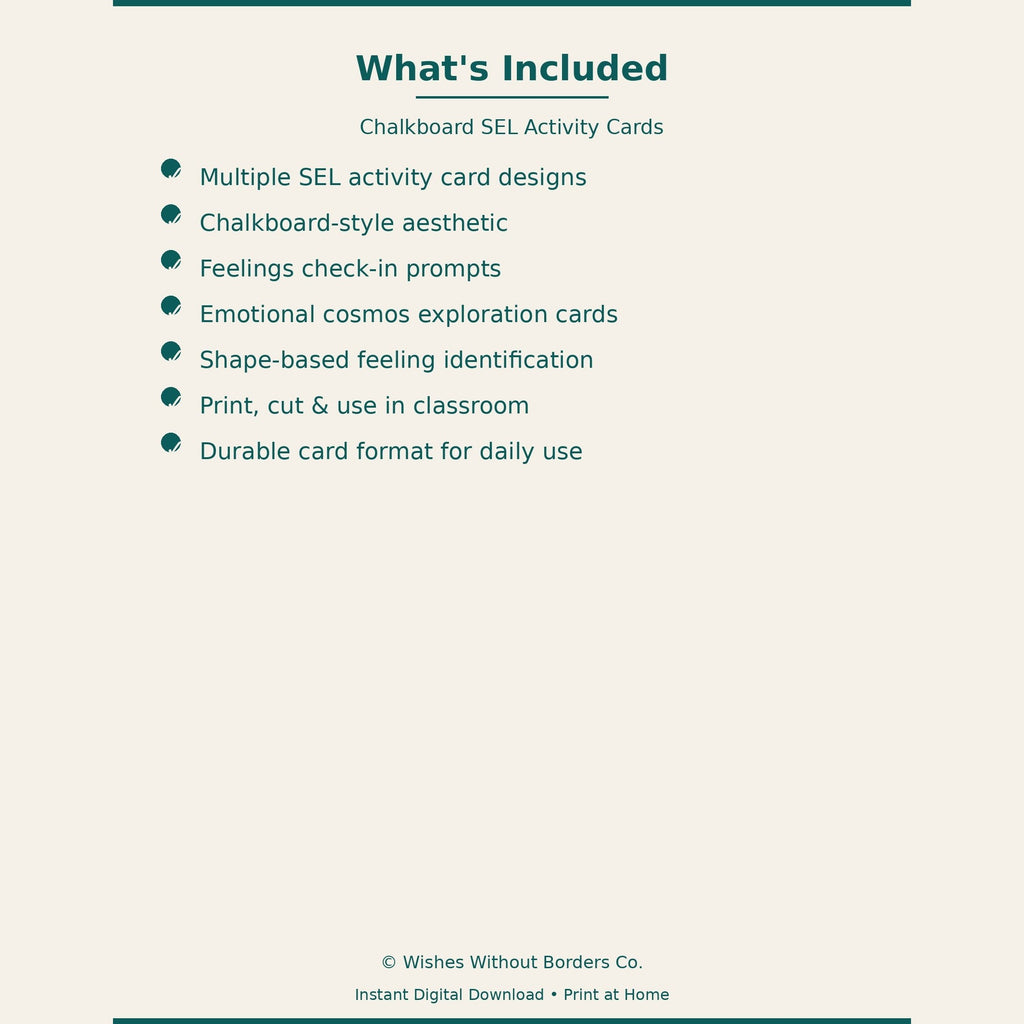 Chalkboard SEL Activity Cards — Classroom Pack (72 Cards) — Social Emotional Learning Printable