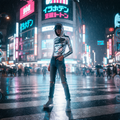 Neon Rain City Fashion Urban Card