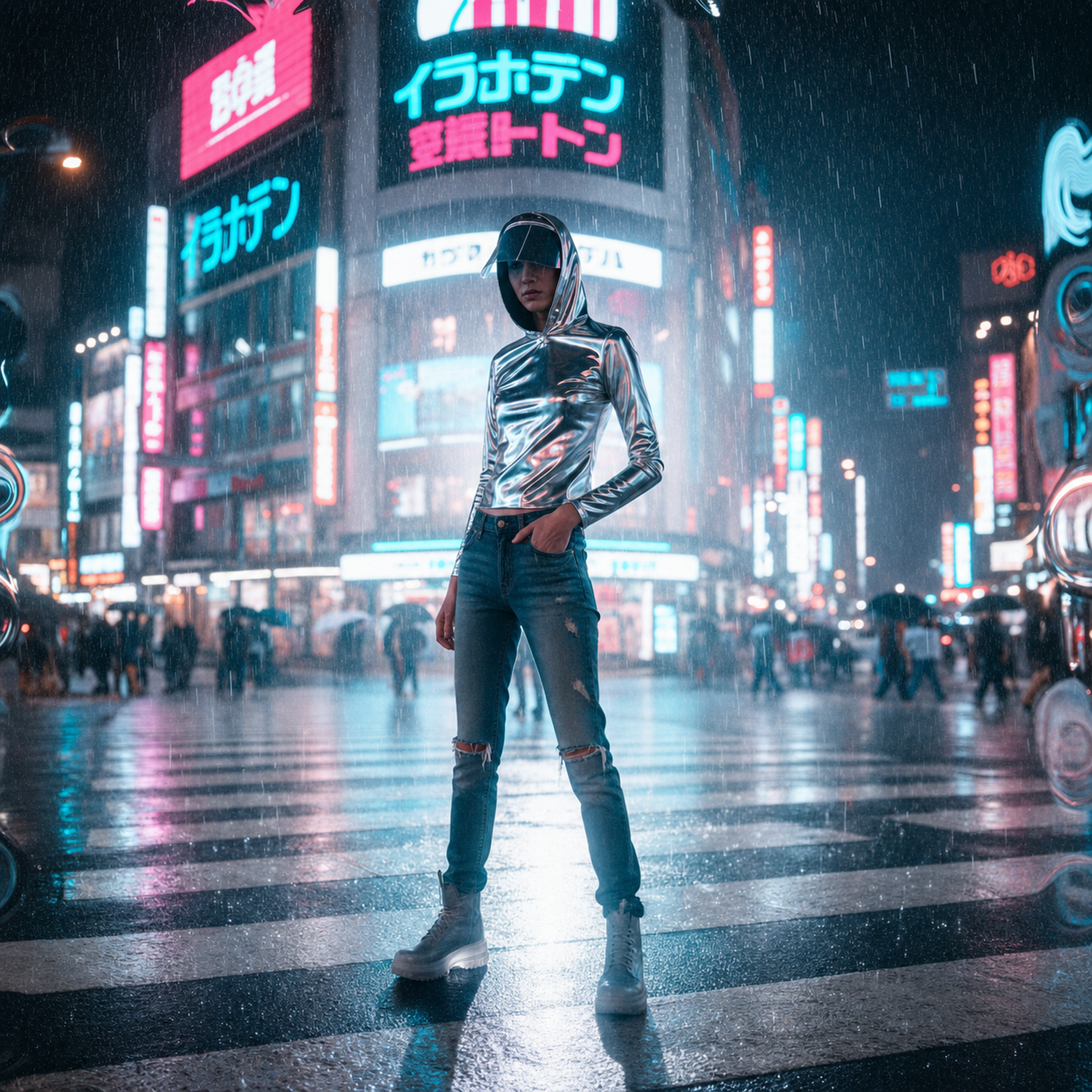 Neon Rain City Fashion Urban Card