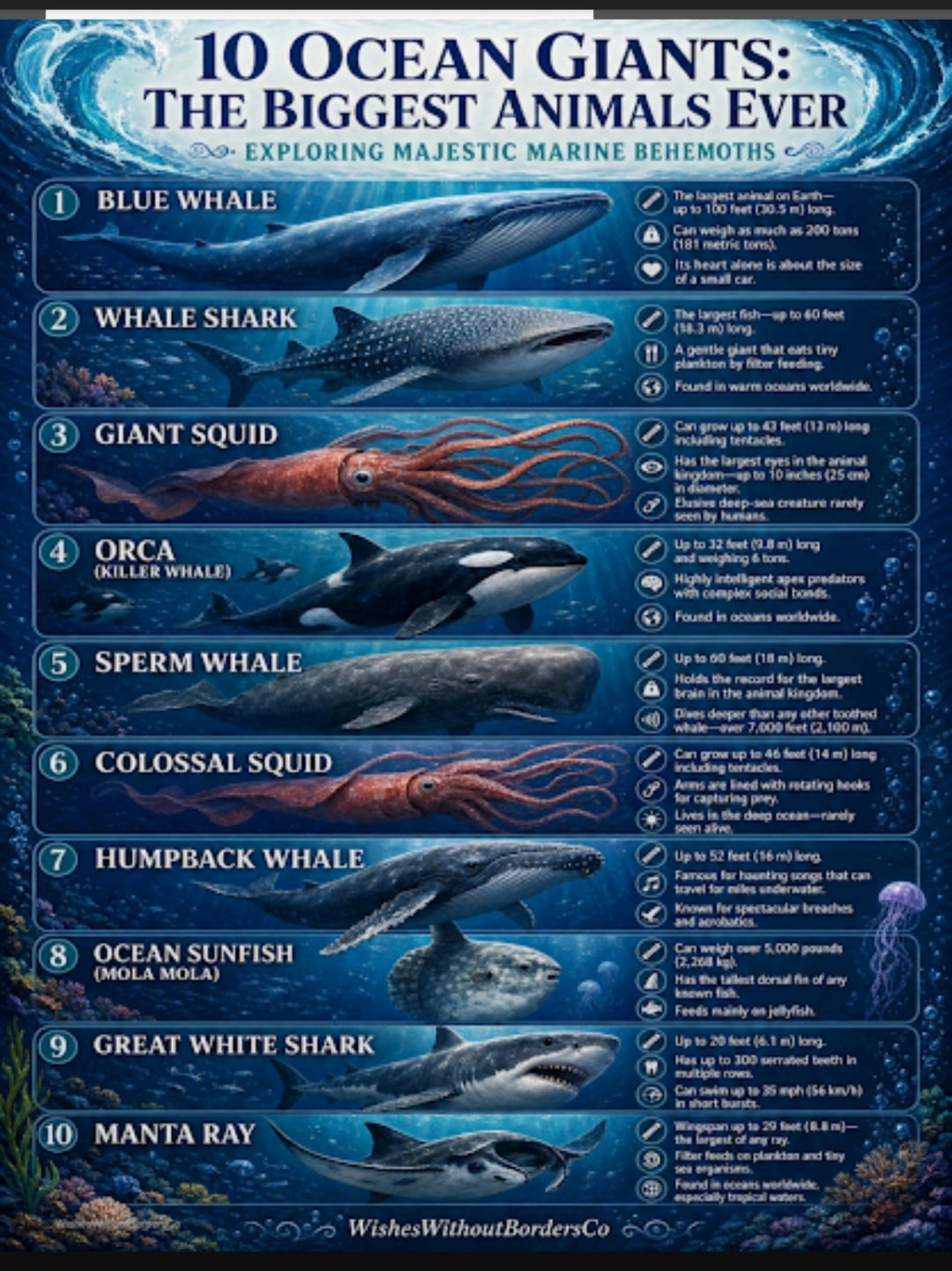 10 Ocean Giants: The Biggest Animals Ever | Educational Poster Set for Kids