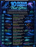 10 Ocean Animals That Glow | Bioluminescence Wonders | Educational Poster Set