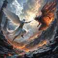 Angel vs Fire Demon Spiritual Warfare Card