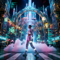 Cyberpunk Crystal City Multicultural Futuristic Card