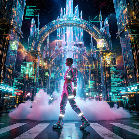 Cyberpunk Crystal City Multicultural Futuristic Card