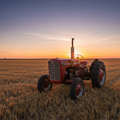 Harvest Combine at Dusk