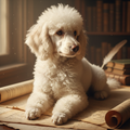 Cream Poodle in the Library
