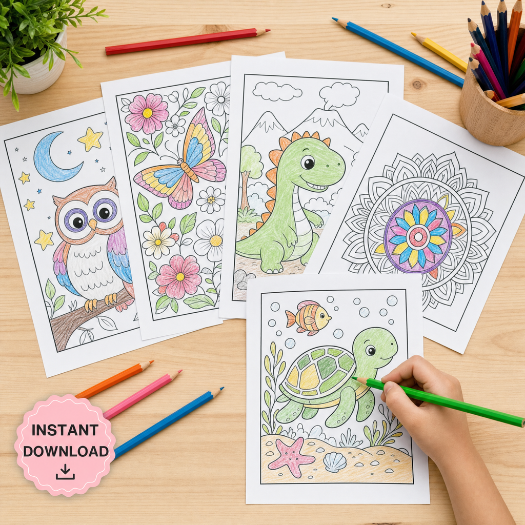 Creative Coloring Pages Collection — Printable Activity Sheets for Kids