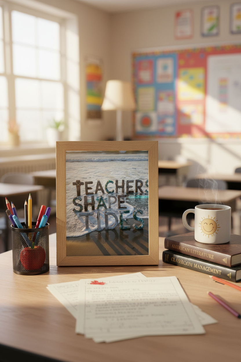 Teachers Shape Tides Coastal Poster | Beach Theme Classroom Decor | Ocean Inspirational Wall Art | Educator Gift | Digital Download