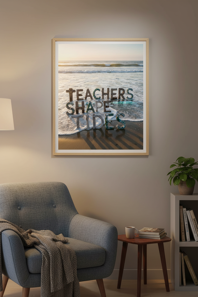 Teachers Shape Tides Coastal Poster | Beach Theme Classroom Decor | Ocean Inspirational Wall Art | Educator Gift | Digital Download